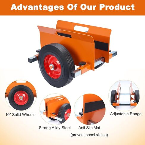 lukar Panel Dolly Heavy Duty 1100LBS Capacity, Adjustable Panel Dolly Cart with 10" Solid Rubber Wheels, Drywall Mover Cart for Wood Panels, Doors and Drywall Sheet in Saudi Arabia