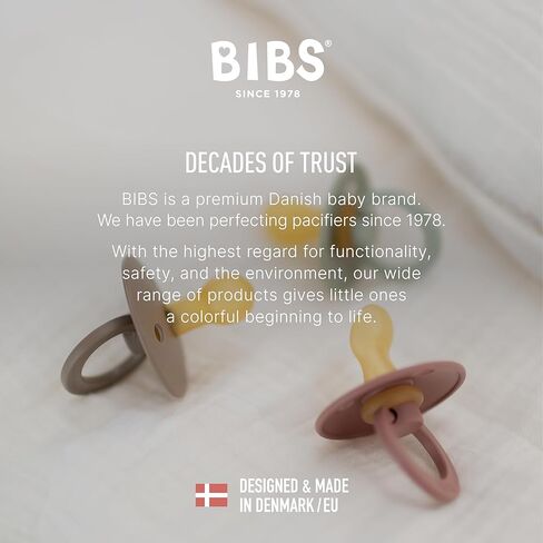 BIBS Pacifiers 6-18 Months | Colour Collection 2-Pack | BPA-Free Anatomical Natural Rubber Nipple | Made in Denmark | Vanilla/Pine Color Pacifier in Kuwait