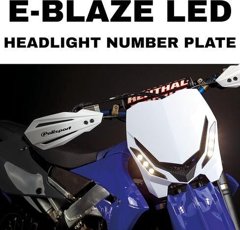 Polisport E -Blaze Motorcycle Meadlight - تصميم LED نحيف ، مصابيح قابلة للتعديل ، قابلة للتخصيص ، لامعة وألياف كربونية (أسود) (أبيض) in Saudi Arabia