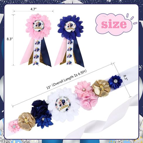 Blue Ivory Boho Baby Shower Maternity Sash - Dusty Blue Flower Theme Baby Shower Belly Belt, Mom to Be Photo Props Party Decorations in Saudi Arabia
