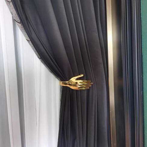 2 حزمة الإبداع على شكل الستار على شكل يدوي ، عوامل الستائر الذهب من سبيكة الزنك ، وربط الأطراف المثبتة على الحائط مع مسامير ، ديكور المنزل الحديث لغرفة النوم والمكتب (الذهب) in Saudi Arabia