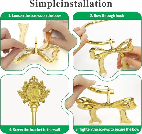 Elegant Handmade Brass Curtain Holdbacks, Gold Bow Tiebacks for Drapes - Vintage Ribbon Style Decorative Wall Hooks, Heavy Duty Drapery Hooks for Living Room & Bedroom in Saudi Arabia
