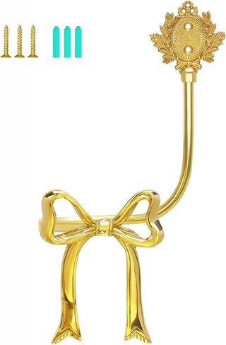Elegant Handmade Brass Curtain Holdbacks, Gold Bow Tiebacks for Drapes - Vintage Ribbon Style Decorative Wall Hooks, Heavy Duty Drapery Hooks for Living Room & Bedroom in Saudi Arabia
