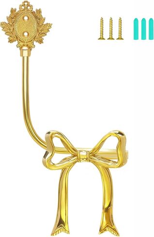 Elegant Handmade Brass Curtain Holdbacks, Gold Bow Tiebacks for Drapes - Vintage Ribbon Style Decorative Wall Hooks, Heavy Duty Drapery Hooks for Living Room & Bedroom in Saudi Arabia
