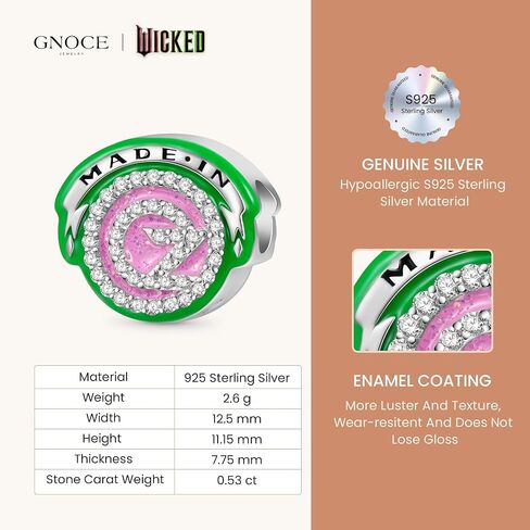 GNOCE Wicked OZ Logo Glow-in-the-Dark Charm Bracelet for Women, S925 Sterling Silver Dangle Charms for Women Wife, Valentine‘s Day, Mother’s Day Jewelry in Saudi Arabia