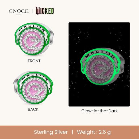GNOCE Wicked OZ Logo Glow-in-the-Dark Charm Bracelet for Women, S925 Sterling Silver Dangle Charms for Women Wife, Valentine‘s Day, Mother’s Day Jewelry in Saudi Arabia