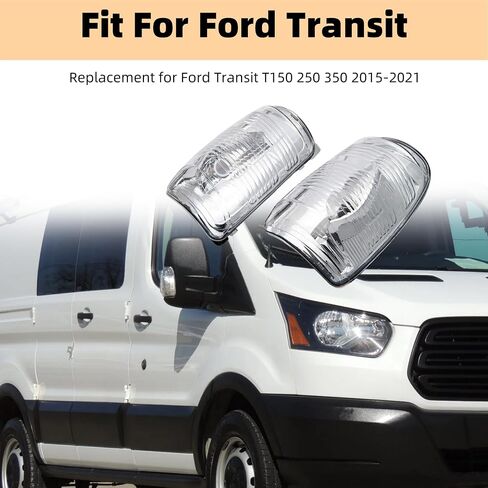 Set of Mirror Indicator Light Covers Left Right 1847387 1847389 Replacement for Ford Transit T150 250 350 2015-2021 MK8 2014 Onwards in Saudi Arabia
