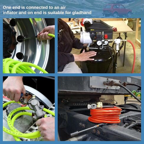 Truck Tire Inflator Kit, 3/8" x 50FT Hybrid Air Hose with 1/4" Chuck and 1/2" NPT Universal Gladhand Connection in Kuwait