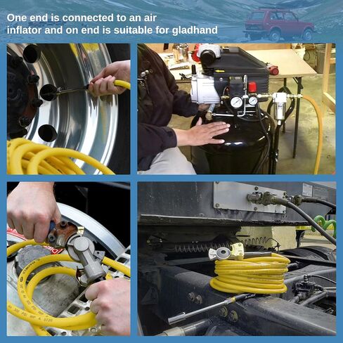 Truck Tire Inflator Kit, 3/8" x 50FT Hybrid Air Hose with 1/4" Chuck and 1/2" NPT Universal Gladhand Connection in Kuwait