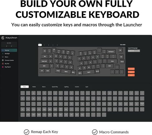 Keychron Q8 لوحة مفاتيح ميكانيكية مخصصة سلكية ، 65 ٪ من Alice Layout QMK/عبر قابلة للبرمجة مع Gateron G Gateron G Pro Blue Switch مزدوج متوافق مع Mac Windows Linux (الأزرق) in Kuwait