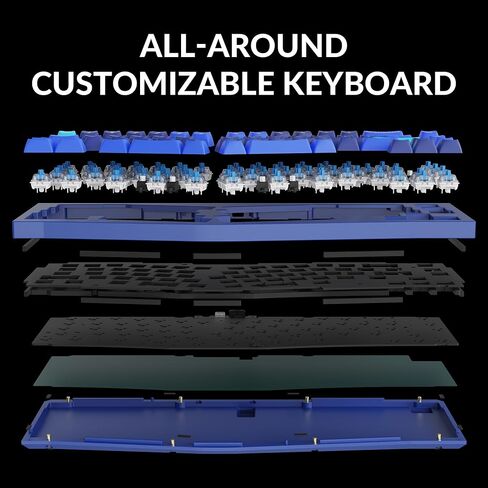 Keychron Q8 لوحة مفاتيح ميكانيكية مخصصة سلكية ، 65 ٪ من Alice Layout QMK/عبر قابلة للبرمجة مع Gateron G Gateron G Pro Blue Switch مزدوج متوافق مع Mac Windows Linux (الأزرق) in Kuwait
