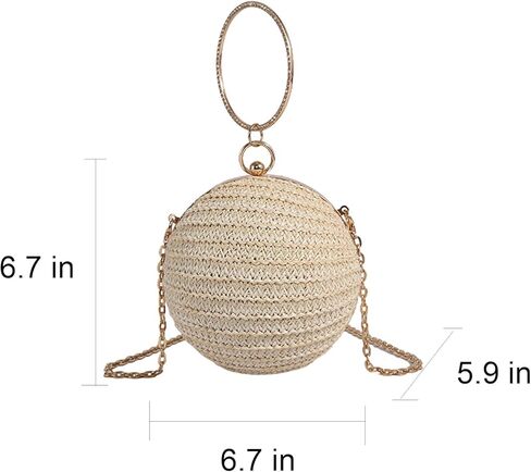 Hjmnd Summer Clutch محافظ للنساء حقيبة مسائية لقضاء العطلة حقائب الشاطئ أكياس القش معصمة حقيبة الشاطئ in Kuwait