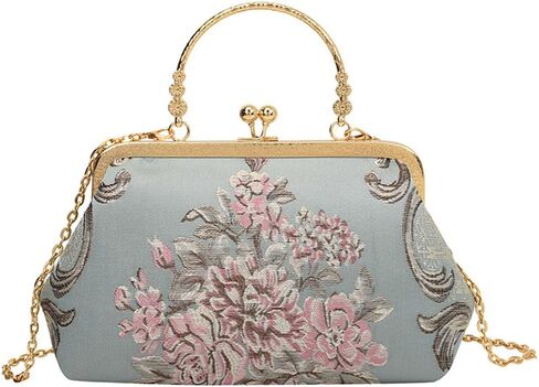 Women Vintage Flower Embroidery Handbag Evening Purse Crossbody Shoulder Bag with Chain Strap in Kuwait