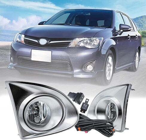 مجموعة أضواء الضباب متوافقة مع Toyota Corolla Axio 2013 2014 2015 | مصابيح ضباب المصد الأمامي مصابيح القيادة مع H11 لمبة/مفتاح/عدسة واضحة | 81220-0D042 (مدي أسود) in Kuwait