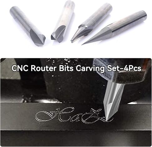 Extra Long 4 Inch Spiral Router Bit 1/4 Shank Up-Cut - 1/4" Cutting Dia, 2" Length, Solid Carbide CNC Router Bits End Mill, for Wood Slot Mortise, Grinding Grooving, Carving in Saudi Arabia