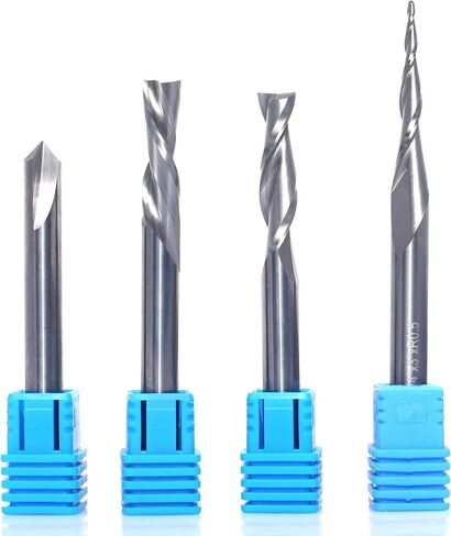 Extra Long 4 Inch Spiral Router Bit 1/4 Shank Up-Cut - 1/4" Cutting Dia, 2" Length, Solid Carbide CNC Router Bits End Mill, for Wood Slot Mortise, Grinding Grooving, Carving in Saudi Arabia