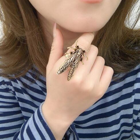 DTJA VINTAGE CICADA الحشرات بيان RING للنساء الرجال قابلة للتعديل قابلة للتوسيع خنفساء العثة حيوان هالوين على نطاق واسع خواتم الفرقة الراحة تناسب الإبداع مجوهرات العطلات المجوهرات in Kuwait