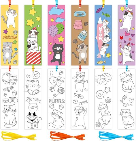 ANGOLIO 123Pcs Cute Frog Color Your Own Bookmarks for Kids Spring Frog Theme DIY Coloring Blank Bookmark Classroom Art Craft Supplies for Back to School Students Gift Party Reward Goodie Fillers in Kuwait
