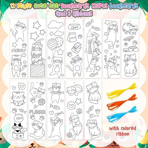 ANGOLIO 123Pcs Cute Frog Color Your Own Bookmarks for Kids Spring Frog Theme DIY Coloring Blank Bookmark Classroom Art Craft Supplies for Back to School Students Gift Party Reward Goodie Fillers in Kuwait