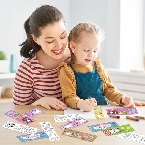 ANGOLIO 123Pcs Cute Frog Color Your Own Bookmarks for Kids Spring Frog Theme DIY Coloring Blank Bookmark Classroom Art Craft Supplies for Back to School Students Gift Party Reward Goodie Fillers in Kuwait