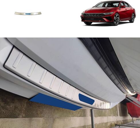 Car Accessories Compatible with Hyundai Elantra 2024 2023 2022 2021 Outside Rear Bumper Sill Plate Guard Cover Door Tailgate Trunk Lid Trim Stainless Steel 1PC(Silver) in Saudi Arabia