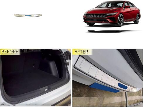Car Accessories Compatible with Hyundai Elantra 2024 2023 2022 2021 Outside Rear Bumper Sill Plate Guard Cover Door Tailgate Trunk Lid Trim Stainless Steel 1PC(Silver) in Saudi Arabia