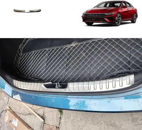 Car Accessories Compatible with Hyundai Elantra 2024 2023 2022 2021 Outside Rear Bumper Sill Plate Guard Cover Door Tailgate Trunk Lid Trim Stainless Steel 1PC(Silver) in Saudi Arabia