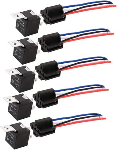JD1912 12V 40A 4 PIN SPST CAR RELAY HARRINCE مع الأسلاك المشفرة بالألوان لقارب الدراجات النارية شاحنة السيارات (JD1912-PLSTIC5PIN24V) in Saudi Arabia