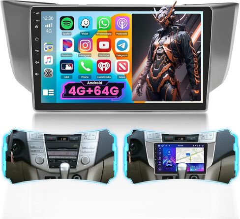 [4G+64G] ستيريو Hikity Android 13 لسيارة Lexus RX300 RX330 RX350 RX400H 2003-2009 مع تشغيل لاسلكي، شاشة لمس عالية الدقة 9 بوصة وراديو ملاحة GPS مع كاميرا احتياطية Android Auto WiFi in Saudi Arabia