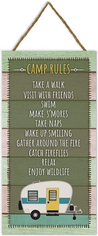 MRC Wood Products Camp Rules Rustic Wooden Plank Sign 5x10 in Saudi Arabia