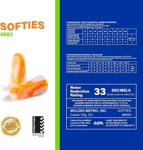 Moldex SparkPlugs® Uncorded Disposable Foam Earplug Jar 6684, NRR 33dB in Kuwait