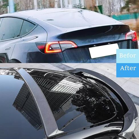 Rear Trunk Spoiler for Tesla Model Y 2020 2021 2022 2023 2024 MV Style Rear Trunk Lip Spoiler Tail Wing ABS (Carbon Fiber Print, MV Style Rear Spoiler) in Saudi Arabia