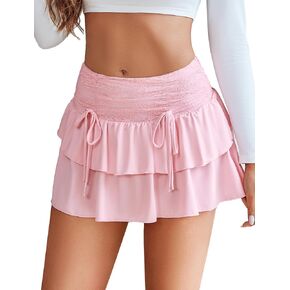 Avidlove Mini Skirt Layered Ruffle Skirts Elastic Waist Lace Tiered Short Skirt Cute Y2K Casual S-XXL in Saudi Arabia