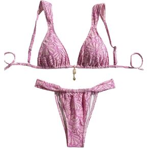 SHENHE Women's Floral Triangle Bikini Set Two Piece High Cut Tie Back Swimsuit Bathing Suit in Saudi Arabia