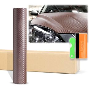 60"x120" (5FTx10FT) 3D Carbon Fiber Textured Brown Matte Flat Vinyl Wrap Auto Car Sticker Decal Film Sheet Bubble Free Air Release Technology with Tool Kit in Saudi Arabia