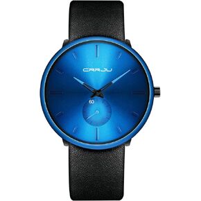Mens Watches Ultra-Thin Minimalist Waterproof-Fashion Wrist Watch for Men Unisex Dress with Leather Band in Kuwait