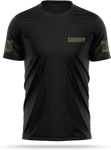 Sheriff Utility Shirts for Men - USA Patriotic Lightweight Tee - Micro Polyester, Moisture-Wicking Quick-Dry Comfort. in Saudi Arabia