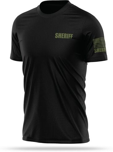 Sheriff Utility Shirts for Men - USA Patriotic Lightweight Tee - Micro Polyester, Moisture-Wicking Quick-Dry Comfort. in Saudi Arabia