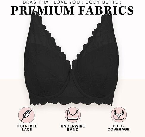 Leading Lady, The Willow, Underwire Bra for Women, Lace Design, Adjustable Straps, Foam Cups, Full Coverage, Plunge Bra in Saudi Arabia