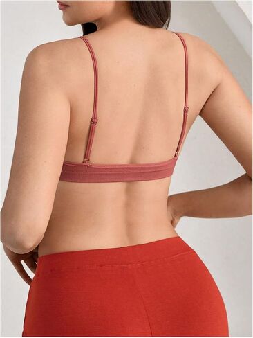 SweatyRocks Women's Triangle Bralette V Neck Wireless No Padded Bra Comfortable Everyday Bras in Saudi Arabia