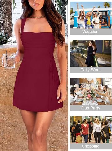 Women's Sexy Ruched Mesh Midi Short Dresses for Women Square Neck Fitted Elegant Club Party Cocktail Dress in Kuwait