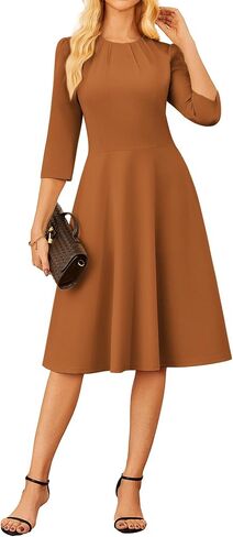 GRACE KARIN 2025 Women 3/4 Sleeve Work Dresses Semi-Formal Church Wedding Guest Dresses with Pockets in Saudi Arabia