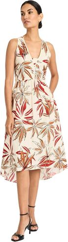 Maggy London Women's Botanical Print High-Low Midi V-Neck Cross-Back-Special Occasion Wedding Guest Dress in Saudi Arabia