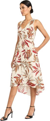 Maggy London Women's Botanical Print High-Low Midi V-Neck Cross-Back-Special Occasion Wedding Guest Dress in Saudi Arabia