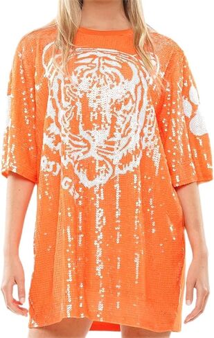 Women's Game Day Shirt Sequin Oversized Top Dress Sequins on One Side in Saudi Arabia