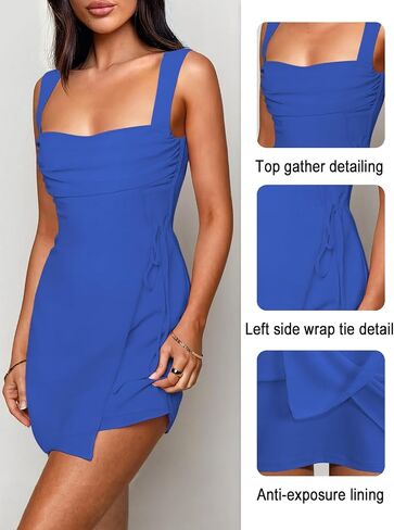 Women's Sexy Ruched Mesh Midi Short Dresses for Women Square Neck Fitted Elegant Club Party Cocktail Dress in Kuwait