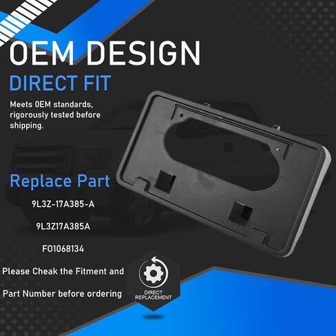 Front Bumper License Plate Bracket Holder Frame Compatible with 2009-2014 Ford F-150 Pickup Trucks Replaces 9L3Z-17A385-A 9L3Z17A385A FO1068134 in Saudi Arabia