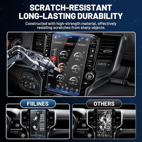 واقي شاشة FIILINES لـ 2022-2024 Chevy Silverado/GMC Sierra 1500/2024 Sierra 2500HD 3500HD (بدون فتحة زر)، واقي شاشة من الزجاج المقوى بشاشة لمس 13.4 بوصة مضاد للوهج ومضاد للكسر، عبوة من قطعتين in Saudi Arabia