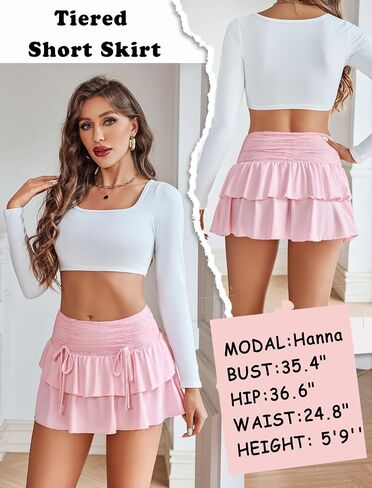 Avidlove Mini Skirt Layered Ruffle Skirts Elastic Waist Lace Tiered Short Skirt Cute Y2K Casual S-XXL in Saudi Arabia