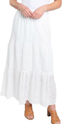 Elsie & Zoey Solange Embroidered Eyelet Paneled Maxi Skirt for Women in Saudi Arabia